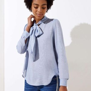 Loft chambray tie-neck blouse
